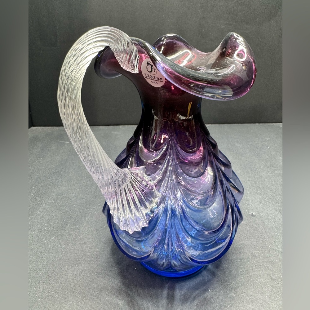 Fenton glass Mulberry drapery pitcher - Picture 3 of 7